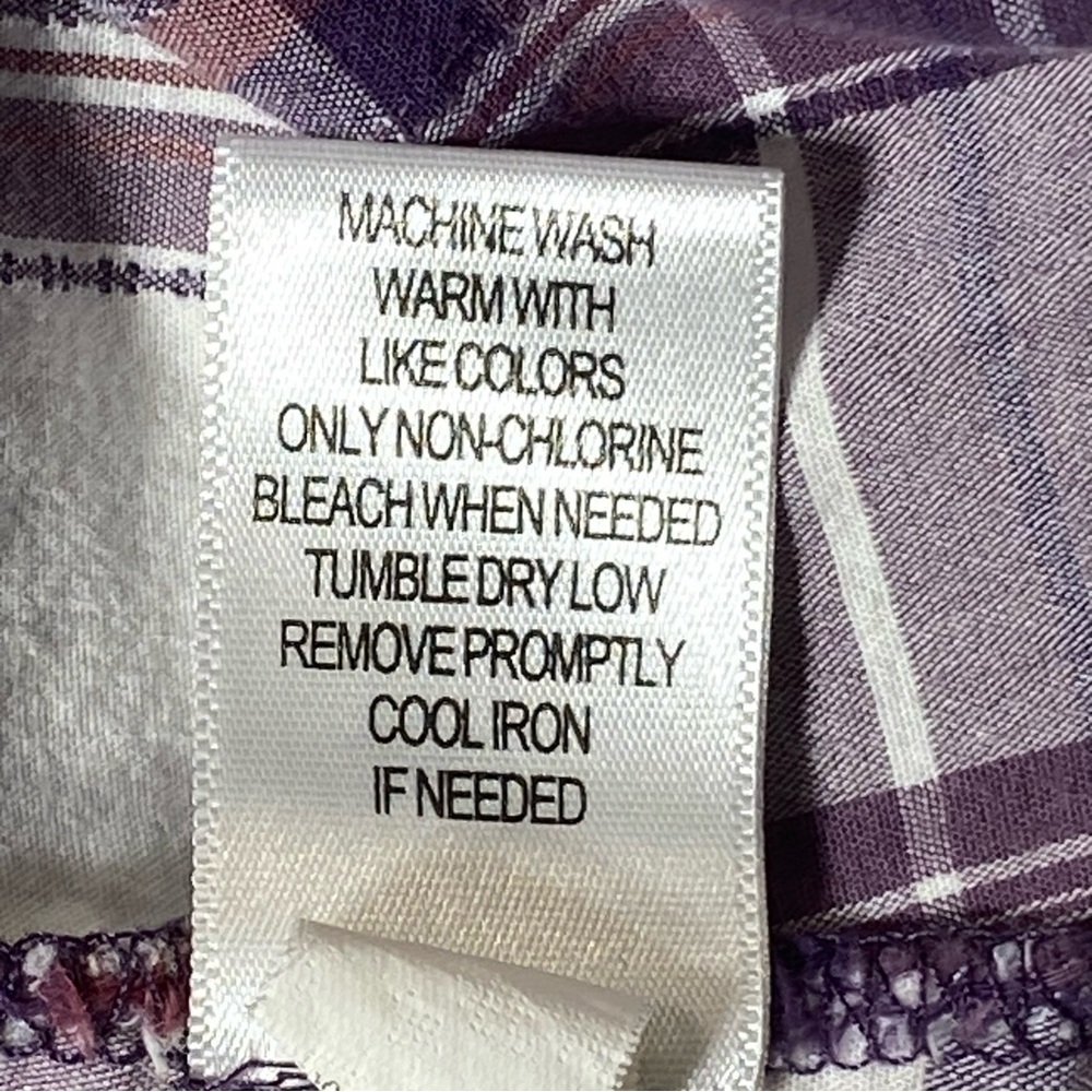 Sonoma Life Style Women's L Purple Plaid Flannel Button Up Collared Long Sleeve - Picture 12 of 15